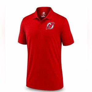 New Jersey Devils Men’s Red Polo with Team Logo Golf Shirt Large